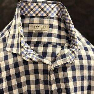 2/$20 Jack Stone Blue Checkered Casual Button Down Shirt